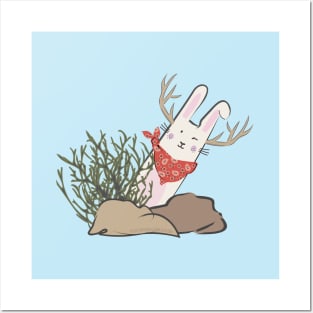 Cute Sagebrush Jackalope Cowboy Posters and Art